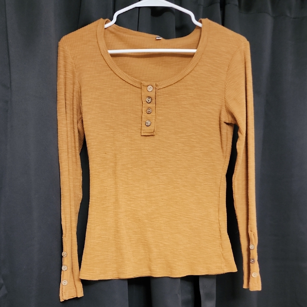 Women's Brown Button-Detail Top